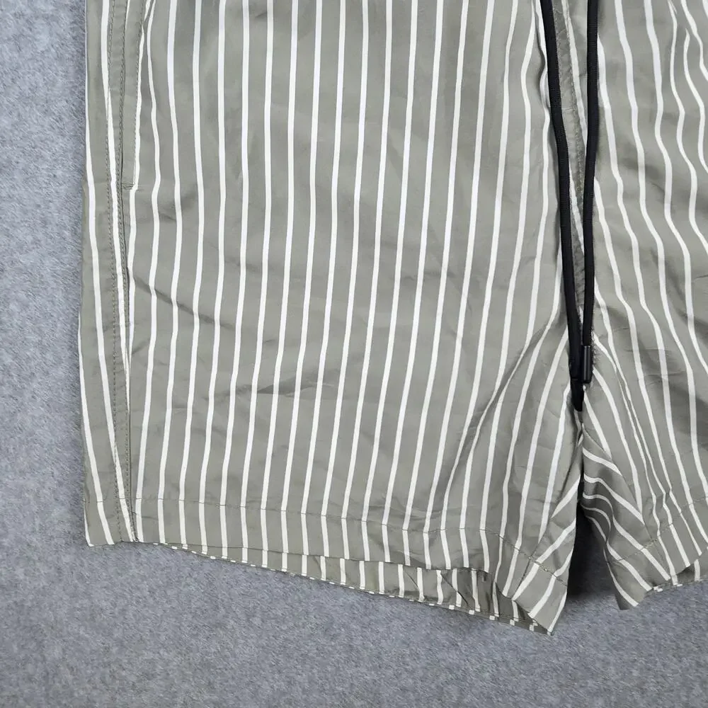 NWT H&M Mens Medium Striped Swim Shorts with Drawstring and Pockets